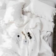 Bộ chăn ga gối cotton một mảnh ba mảnh đặt gió theo phong cách Hàn Quốc rắn màu sao đơn giản chăn bông trải giường mùa hè chăn