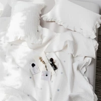 Bộ chăn ga gối cotton một mảnh ba mảnh đặt gió theo phong cách Hàn Quốc rắn màu sao đơn giản chăn bông trải giường mùa hè chăn ga giường 1m8 x 2m