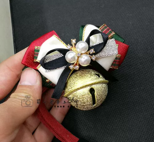 Праздничнная красная галстук-бабочка ручной работы с бантиком, колокольчик, чокер, аксессуар, домашний питомец, кот