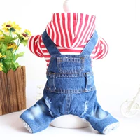 Quần áo thú cưng Quần áo mùa xuân và mùa thu đông Teddy gấu chó quần áo sọc bốn chân denim - Quần áo & phụ kiện thú cưng áo cho chó pug