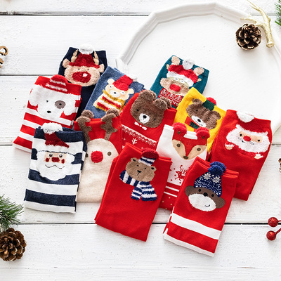 taobao agent Red cute Japanese Christmas socks, Birthday gift