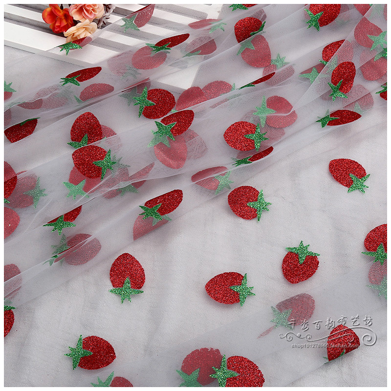 Greystrawberry Netting cloth Children's wear Women's wear Dress yarn strawberry Headwear Hair accessories background decorate manual diy Fabric