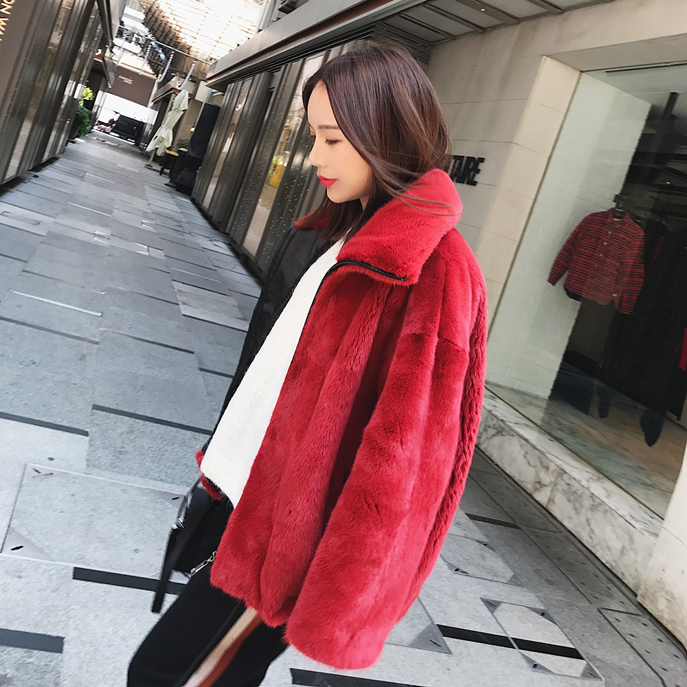 DEARHUA Xiaohuajia sẽ mất cổ điển bảy màu nhung đứng cổ áo ve áo lông chồn D79
