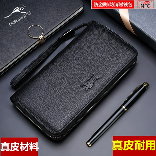 Цепочка с молнией, кожаная сумка с петлей на руку, мужской универсальный бумажник, кожаный кошелек, картхолдер для водительских прав, из натуральной кожи, воловья кожа