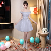 Короткая серая аренда на одно плеч (ручка цветов)