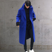 2017 mới của Hàn Quốc phiên bản của dài giản dị áo len nam đặc biệt lỏng mùa thu và áo khoác mùa đông retro áo gió royal blue