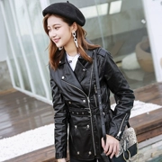 Thu đông 2018 mới dài phần da pu nữ phiên bản Hàn Quốc của thời trang Slim áo khoác da xe máy giảm béo áo khoác nhỏ - Quần áo da
