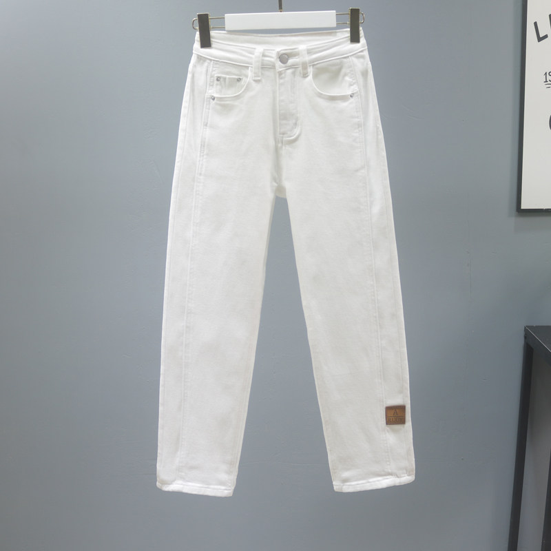 White straight-leg jeans for women, Spring 2022 new style, versatile and slimming 9-inch pants, petite versatile cigarette pants