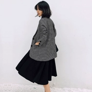 Bộ đồ nhỏ nữ 2018 xuân hè mới sang trọng dài tay giản dị khí chất dài houndstooth retro phù hợp