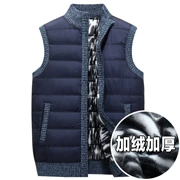 Áo vest nam trung niên cộng với nhung dày đan áo len vai mùa thu và mùa đông ấm áp vest 40-50 tuổi bố
