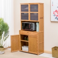 Кухонное хранение, шкаф для еды Микроволновый шкаф простой домашняя гостиная с твердым деревом бамбуко