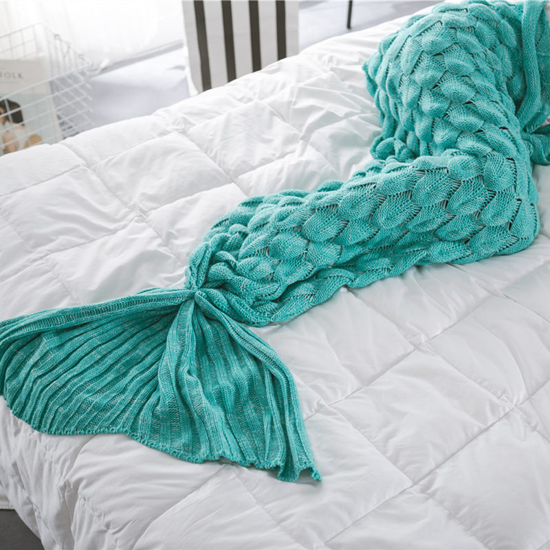 New Stereo Fish Scale - Mint GreenIt's in my ear new pattern INS mermaid Tail hair blanket Fish tail Air conditioning blanket Sofa blanket knitting Leisure blanket Nap blanket