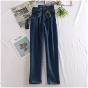 Taotao quần áo mùa hè thời trang hoang dã cao eo dây kéo lỏng kích thước lớn dài jeans nữ 90253