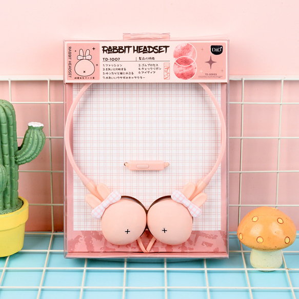 Bow Cute Rabbit Pink & HeadwearKorean version lovely Cartoon cute Rabbit rabbit Totoro motion Hanging ear type Headwear music girl student personality originality headset