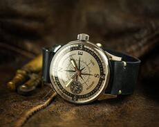 Винтажные наручные часы 乌克兰代购working◇古着1980s苏联军表机械真皮复古腕表男士手表