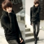 Mùa thu và mùa đông Hàn Quốc phiên bản của màu đen ngay cả găng tay cao cổ áo len nam tự trồng đống cổ áo dệt kim áo len nam bib áo khoác áo nam đẹp