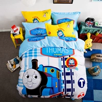 Thomas đầu máy phim hoạt hình bông bốn mảnh bộ 1.5m giường đôi bông trẻ em quilt cover 1.8m tấm ga trải giường 笠 bộ chăn ga gối everon