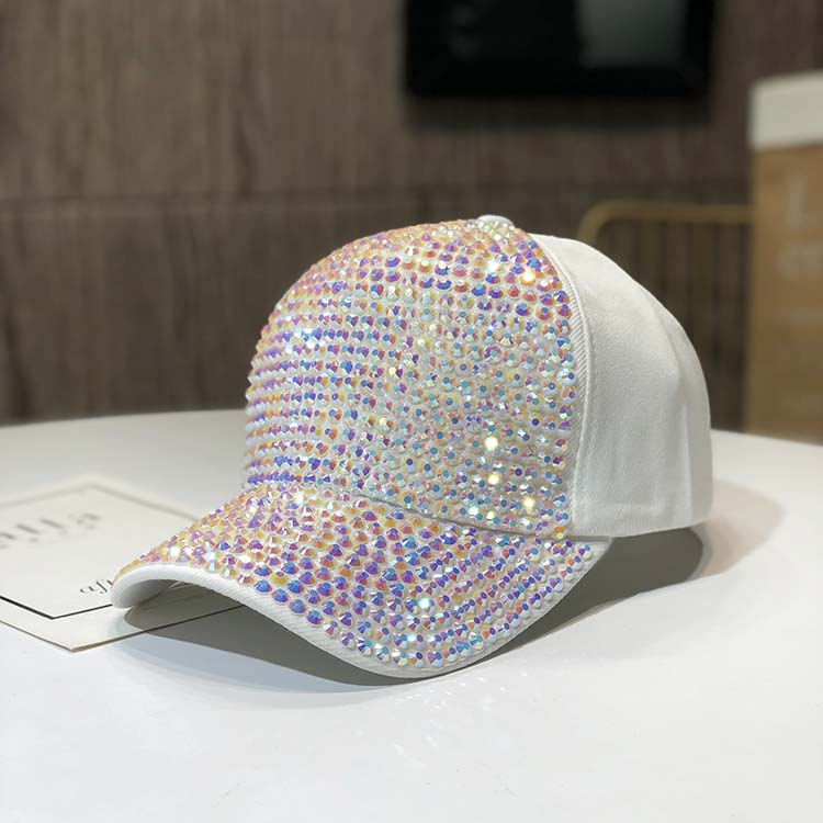 WhiteHat female rhinestone personality peaked cap Spring and autumn days fashion Baseball cap Korean version Versatile tide summer manual Inlaid diamond Internet celebrity