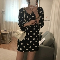 [BP] Hàn Quốc chic mùa hè retro eo bow tie mát tay áo tay áo điểm ăn mặc chân váy đẹp