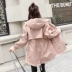 Áo gió dây rút nữ dài phần phiên bản Hàn Quốc xuân hè 2018 áo khoác mới học sinh nhỏ nữ áo khoác trùm đầu Trench Coat