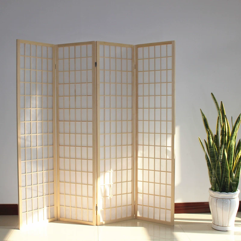 Vách ngăn Nhật Bản lưới Zen di động gấp nền tối giản hiện đại Phong cách Nhật Bản vách ngăn phòng khách bằng gỗ nguyên khối từ trần đến sàn vách phòng thờ đẹp 