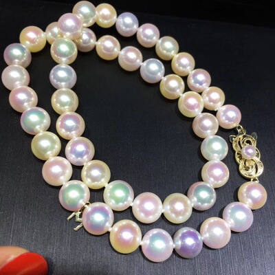 akoya糖果色皇后珍珠项链 配日本真科研大证书 颗颗靓丽炫彩