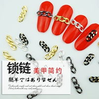 Японский металлический аксессуар для маникюра, черная золотая цепь для ногтей с кисточками, золото и серебро, простой и элегантный дизайн