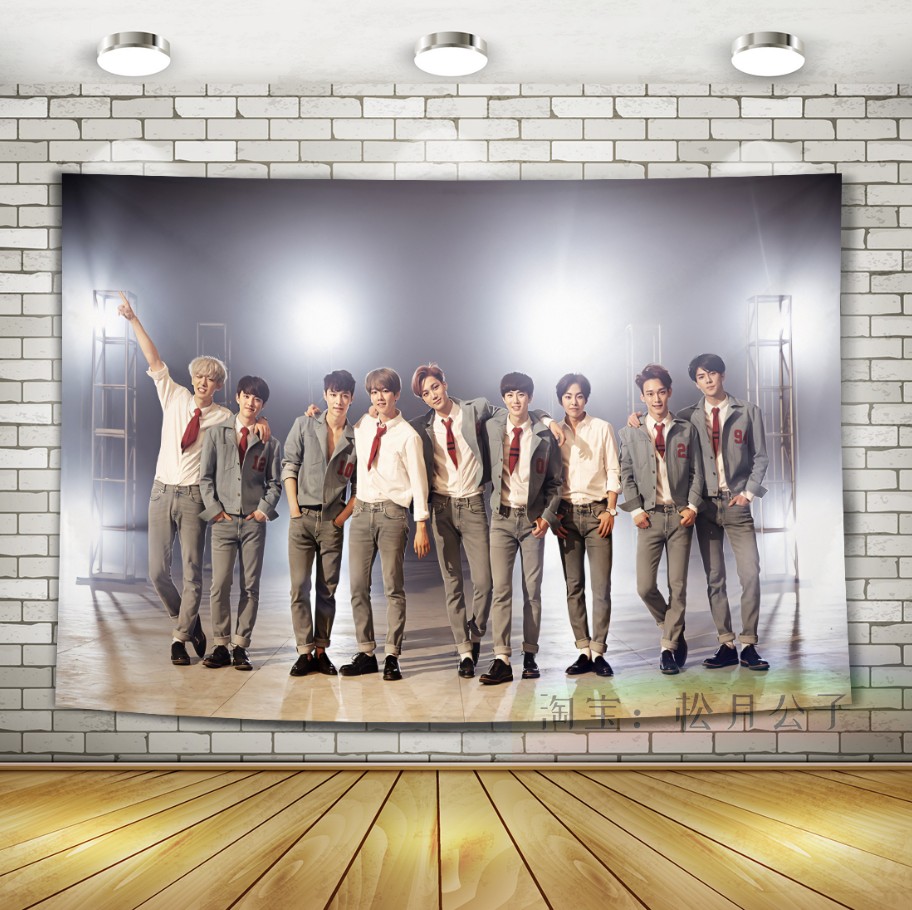 10EXO Park canlie Bian Boxian Wu Shixun Zhang Yixing Kris Hanging cloth Wall cloth Tapestry dormitory Background cloth decorate