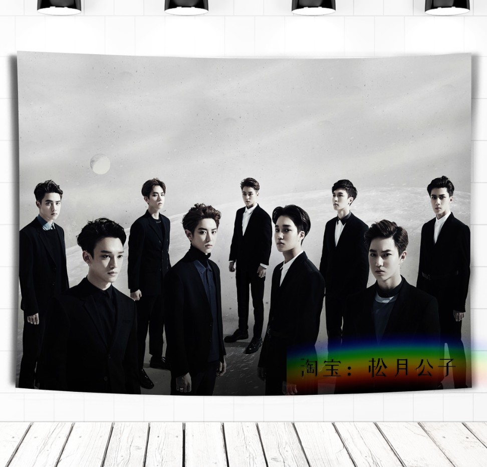 Wine RedEXO Park canlie Bian Boxian Wu Shixun Zhang Yixing Kris Hanging cloth Wall cloth Tapestry dormitory Background cloth decorate