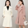 Chống mùa nước nhung áo khoác chiếc áo đan len sang trọng nữ phần dài mới Hàn Quốc phiên bản của đôi phải đối mặt với nhung nhung dày nhung áo phao nữ dáng dài