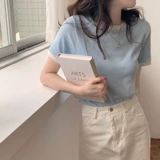 Синяя сексуальная футболка, короткий рукав, коллекция 2023, в корейском стиле