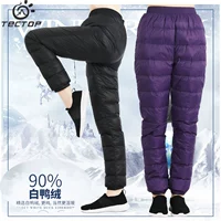 Уличные зимние сверхлегкие водонепроницаемые удерживающие тепло дышащие бархатные лыжные штаны с пухом подходит для мужчин и женщин, утиный пух, свободный крой