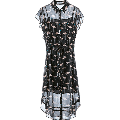 [Giá mới 119 nhân dân tệ] 2018 Xia Feifei tay áo in ống tay áo đầm voan hai mảnh váy nhẹ nhàng Sản phẩm HOT