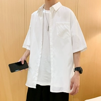 Однотонная мини-юбка, трендовая рубашка, японский жакет, свободный крой