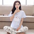 Hàn Quốc phiên bản bông đồ ngủ của phụ nữ mùa hè quần ngắn tay phần mỏng dịch vụ nhà có thể được đeo bên ngoài cắt quần phù hợp với kích thước lớn mùa xuân và mùa thu Bên ngoài ăn mặc