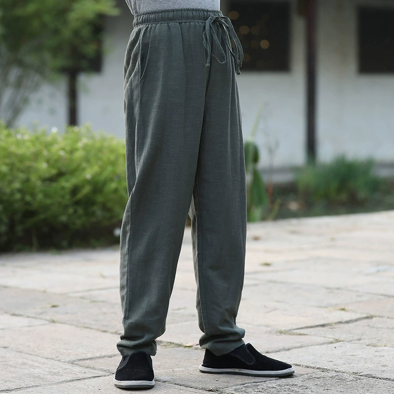 Quần vải lanh phong cách Trung Quốc phục vụ quần quần nam giản dị tất cả quần phù hợp thời trang chân quần trẻ trung cotton và quần harem vải lanh - Quần tây thường