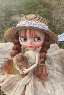 taobao agent Little fresh lace straw hat Blythe small cloth straw hat small cloth clothing accessories straw hat BJD three -pointer straw hat