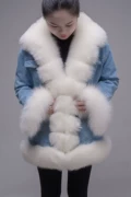 2017 phụ nữ mới mùa thu và mùa đông mới Áo choàng lông thú nhập khẩu áo khoác denim lông cáo để gửi áo khoác - Faux Fur