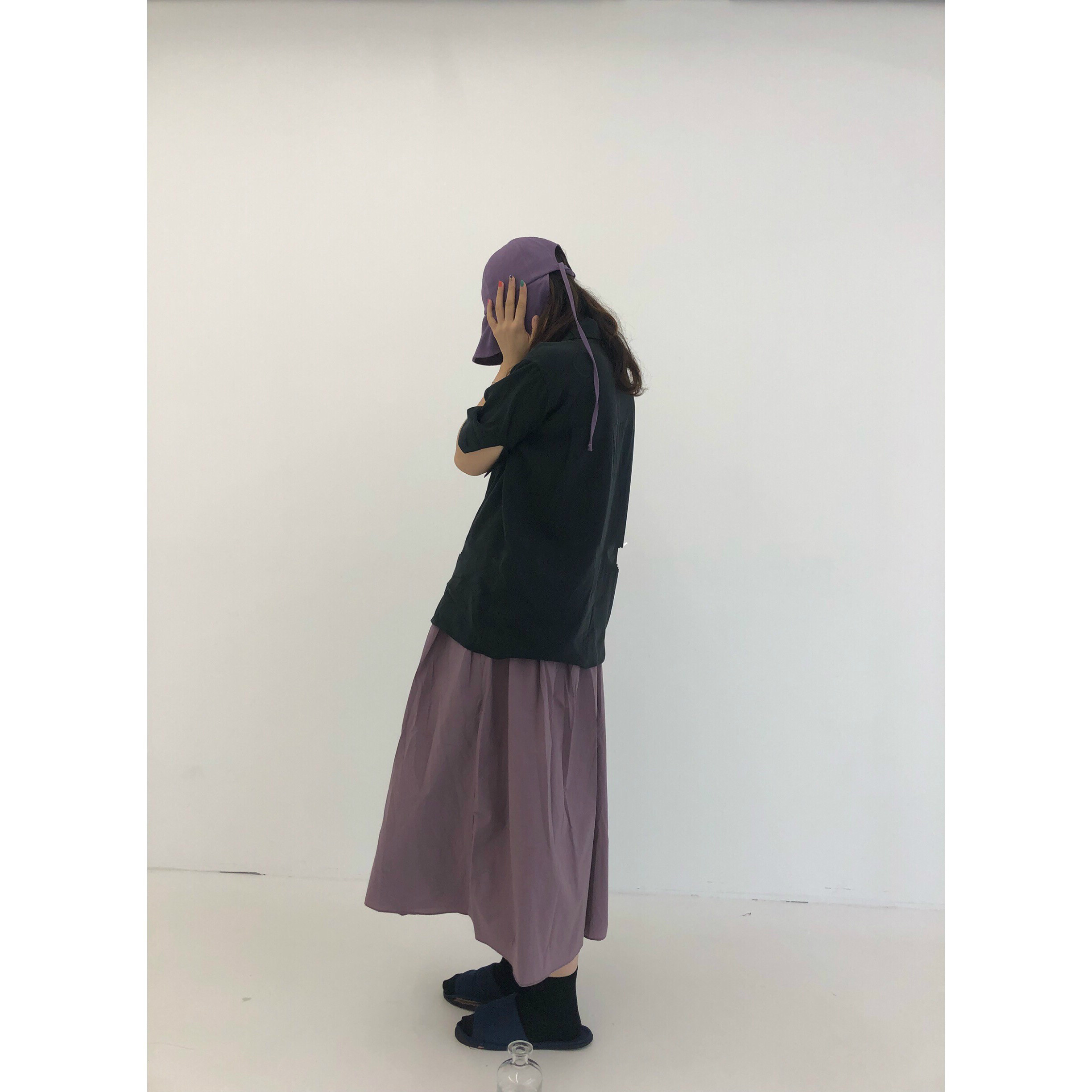 306#chic 磨砂紫 显白松紧腰半身裙