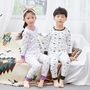 Quần áo trẻ em lớn trẻ em mùa thu quần áo cotton phù hợp với đồ lót trẻ em bộ bông cô gái cổ tròn đồ ngủ cotton áo len pijama bé trai