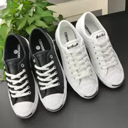 Converse Converse nụ cười cởi mở đôi giày nam nữ màu đen và trắng cắt da thấp cổ điển giày 101503 101509 - Dép / giày thường