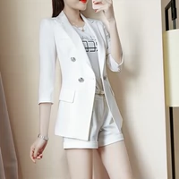 Trắng nhỏ phù hợp với quần short phù hợp với nữ 2018 mới Hàn Quốc phiên bản của khí nhỏ hương thơm mùa hè mỏng phù hợp với hai bộ áo khoác nữ hàng hiệu