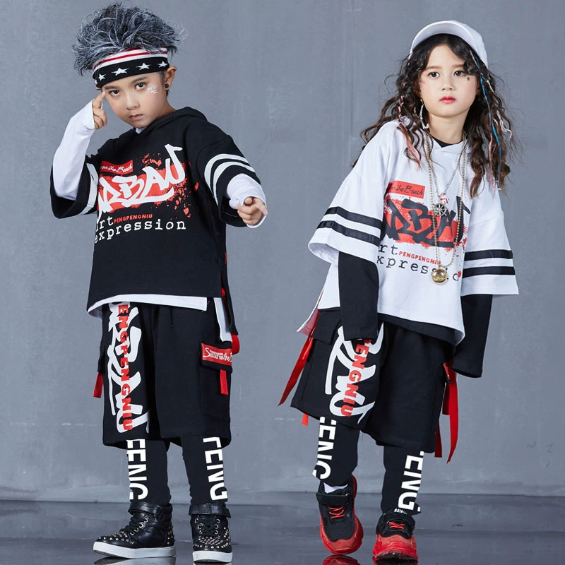 Trang phục catwalk hip-hop cho trẻ em trai Các cô gái đẹp trai trang phục nhảy jazz trẻ em mùa thu hip-hop - Trang phục