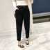Quần nhung kẻ nữ 2018 phiên bản Hàn Quốc mới của quần chân nhỏ quần âu ống quần cà rốt quần nhung kẻ sọc nữ thu đông shop thời trang nữ Quần Harem