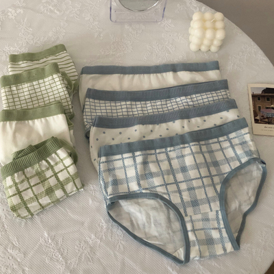可爱日系内裤女纯棉抗菌春秋2021新款韩版中腰三角裤打底裤四条装