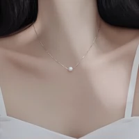 Ожерелье из жемчуга, универсальная цепочка до ключиц, простой и элегантный дизайн, серебро 925 пробы, 2020 года, в корейском стиле