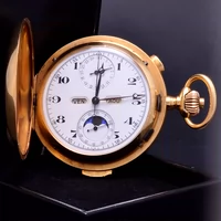 Антикварные карманные часы, календарь, Швейцария, золото 750 пробы