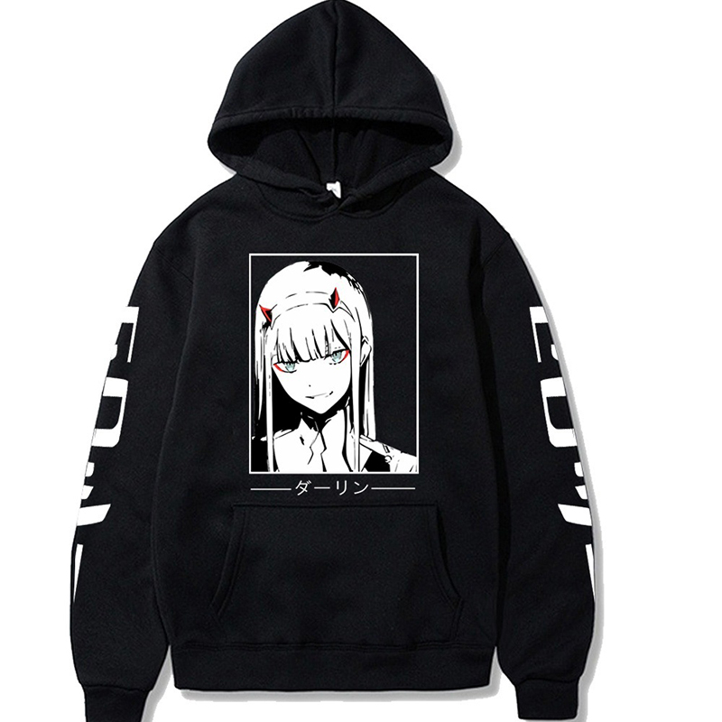 BlackCross border Cartoon Japan comic ZeroTwoDarlingInTheFranxx Fleece Hooded Sweater male