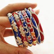 2 vòng tay cloisonne mới với kim cương và vòng đeo tay mỏng - Vòng đeo tay Cuff