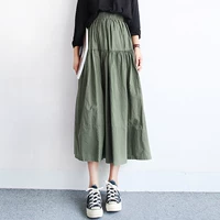 Летняя ретро длинная юбка, в корейском стиле, высокая талия, А-силуэт